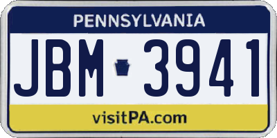 PA license plate JBM3941