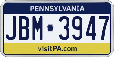 PA license plate JBM3947