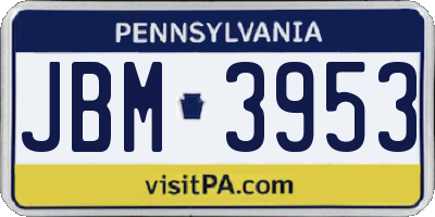 PA license plate JBM3953