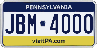 PA license plate JBM4000
