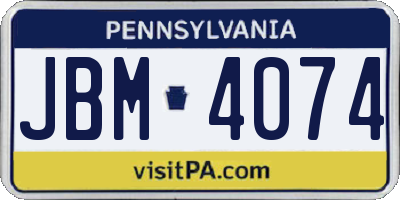 PA license plate JBM4074