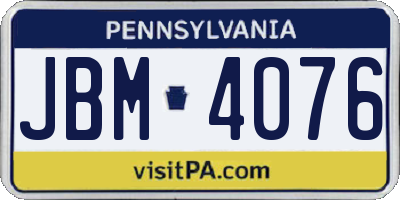 PA license plate JBM4076