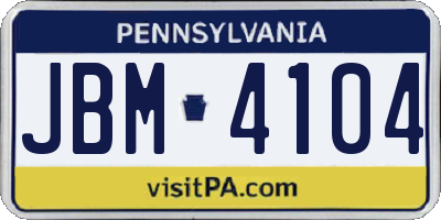 PA license plate JBM4104