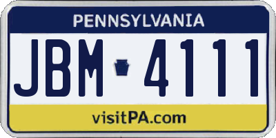 PA license plate JBM4111