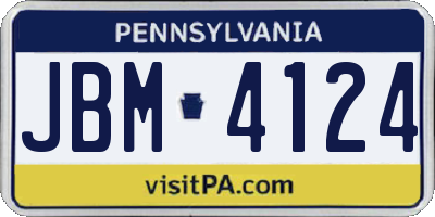 PA license plate JBM4124