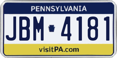 PA license plate JBM4181