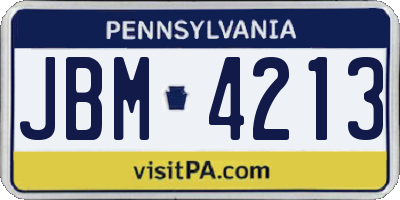 PA license plate JBM4213