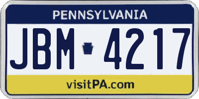 PA license plate JBM4217