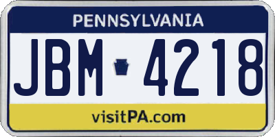 PA license plate JBM4218
