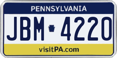 PA license plate JBM4220