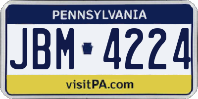 PA license plate JBM4224