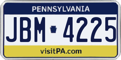 PA license plate JBM4225