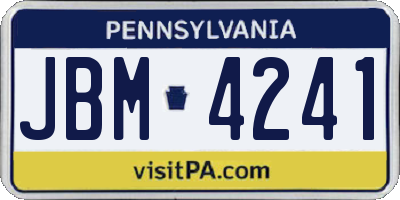 PA license plate JBM4241