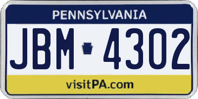 PA license plate JBM4302