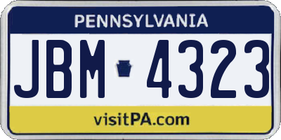 PA license plate JBM4323