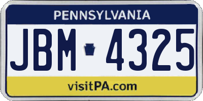 PA license plate JBM4325