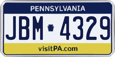 PA license plate JBM4329