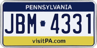 PA license plate JBM4331