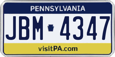 PA license plate JBM4347