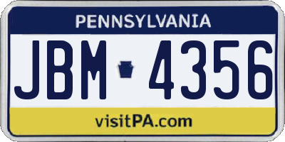 PA license plate JBM4356