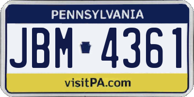 PA license plate JBM4361