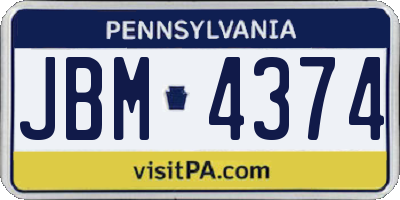 PA license plate JBM4374