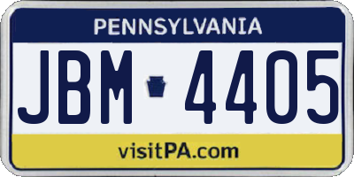 PA license plate JBM4405
