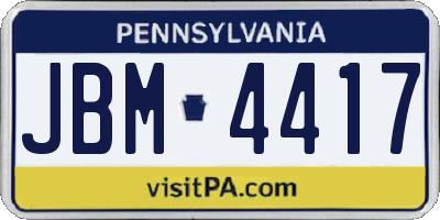 PA license plate JBM4417