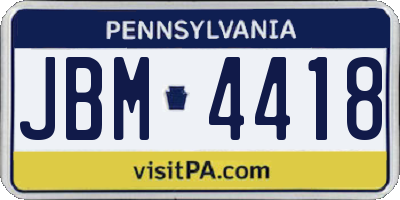 PA license plate JBM4418