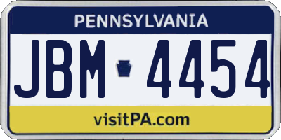 PA license plate JBM4454
