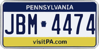PA license plate JBM4474
