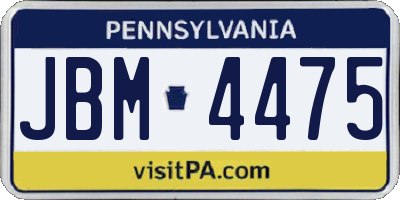 PA license plate JBM4475