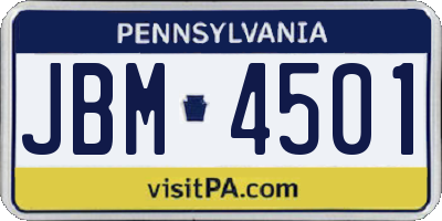 PA license plate JBM4501