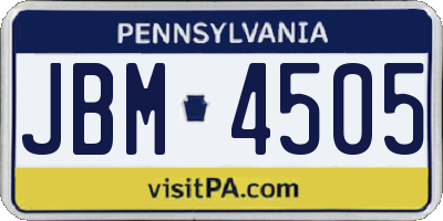 PA license plate JBM4505