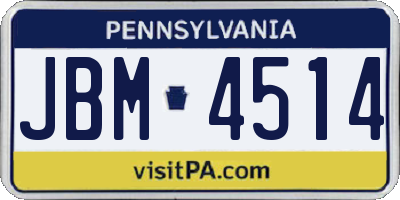 PA license plate JBM4514