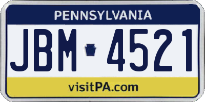 PA license plate JBM4521