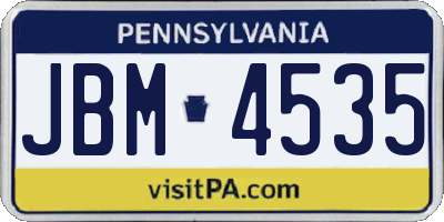 PA license plate JBM4535
