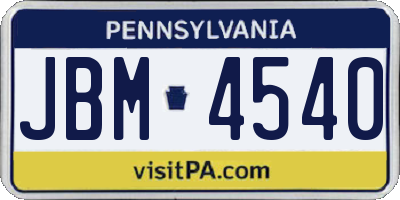 PA license plate JBM4540