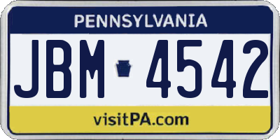 PA license plate JBM4542