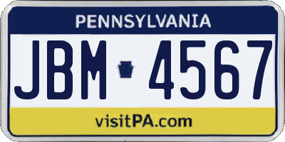 PA license plate JBM4567