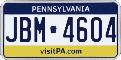 PA license plate JBM4604