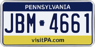 PA license plate JBM4661
