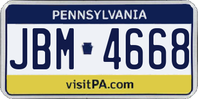 PA license plate JBM4668