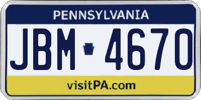 PA license plate JBM4670