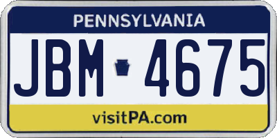 PA license plate JBM4675