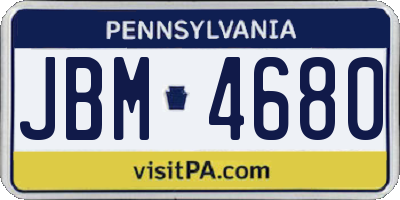 PA license plate JBM4680