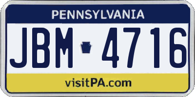 PA license plate JBM4716