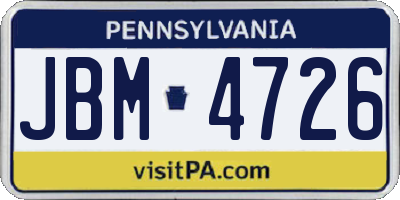PA license plate JBM4726