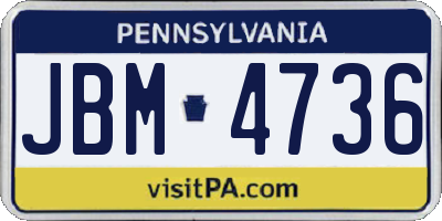 PA license plate JBM4736