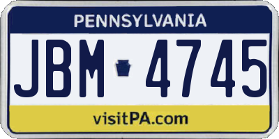PA license plate JBM4745